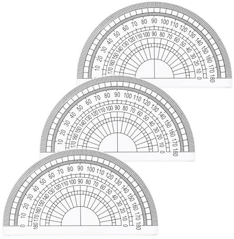 3 Pcs Protractors 180° Transparent Plastic Angle Measurement Tool for Teachers Students Designers Engineers Lightweight & Clear Design for Reading Features a 10.2cm Scale for Accurate Measurement