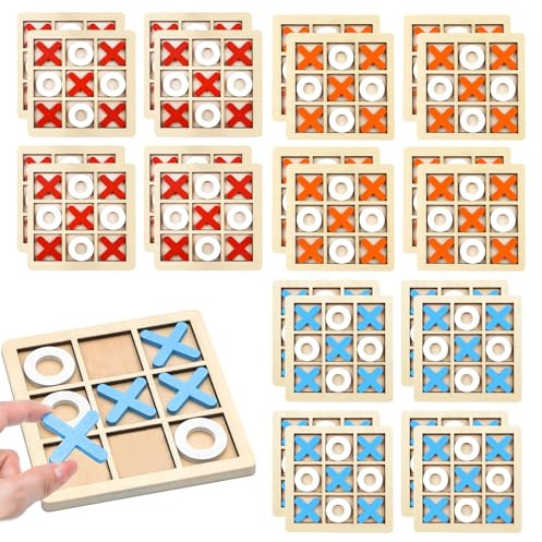 Shinybox 24 Pieza Mini Juegos Tres en Raya, Regalos Cumpleaños Niños Colegio, Mini Rompecabezas Niños de Madera Tic Tac Toe, Divertido Regalos Invitados Cumpleaños