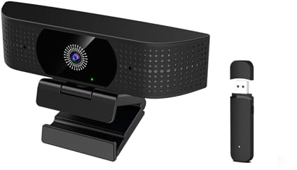 Webcam sans fil 1080p pour PC, webcam avec micro antibruit, alimentation | Sans batterie, version alimentée par USB, champ de vision à 92°, Plug and Play, fonctionne avec Skype
