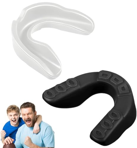 MUNZE Protège-Dents Pour Sport, 2 Pièces, Pour Enfants De 9 À 16 Ans, Noir Et Blanc, Dimensions 6X5X1,8 Cm, Pour Rugby, Boxe