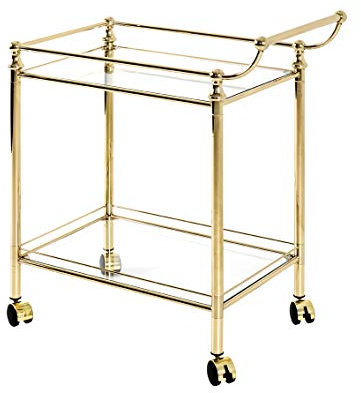 HAKU Möbel Servierwagen vermessingt, Metall, Sicherheitsglas - Maße: B 68 cm x H 78 cm x T 40 cm, Style: Contemporary