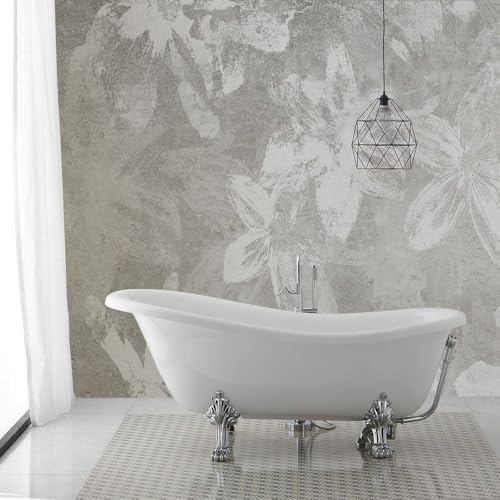 Kiamami Valentina - Bañera exenta blanca con patas plateadas Romantica