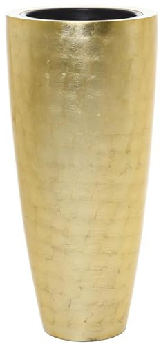 VIVANNO Pflanzkübel Pflanzgefäß Blumenkübel Fiberglas City Gold Hochglanz - 80x37