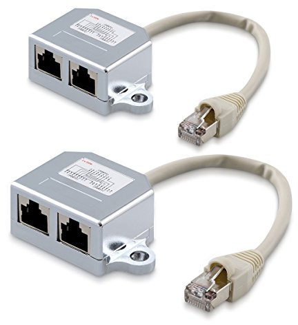 kwmobile 2in1 Set Netzwerkkabel Splitter - ISDN Anschluss Doppler Adapter - T-Adapter Netzwerk Kabel - RJ45 Stecker auf 2X Rj45 ISDN Buchse Port