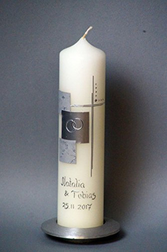 edle Hochzeitskerze mit Steinen; 25 x 6 cm, inkl. Beschriftung ! T 17