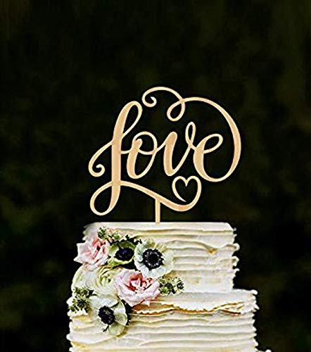 Losuya Tortenaufsatz Love aus Holz für Hochzeitstorte, Verlobung, Dekoration
