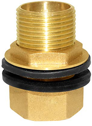 Hooshing Brass Bulkhead Fitting 3/4“ Male x 3/4 Female Thread Water Tank Connector for Rain Barrels, Aquariums, Tubs, Pools