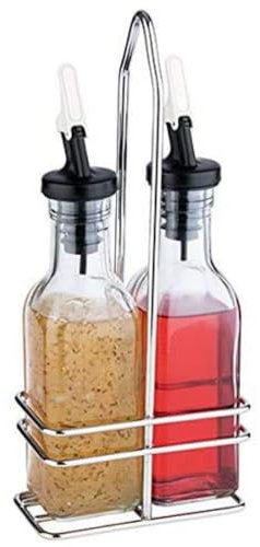 APS, ampolla per aceto e olio, contenitore in vetro con coperchio e beccuccio PE antigoccia, set di ampolle per aceto e olio, ampolla in vetro, altezza 24 cm per 0,12 litri ciascuna