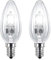 2 Pack 28W SES E14 Clear Candle Light Bulbs, Small Screw, Classic Incandescent Dimmable Lamps, 28W = 37W, 370 Lumen, Mains 240V, Energy Saving Halogen Bulbs
