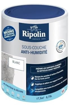 RIPOLIN Sous-Couche Anti-Humidité Intérieur Haute Protection Blanc 0,75 L | Sous-Couche Anti-Humidité, Résistance Optimale à l'Humidité, Intérieur, Mat