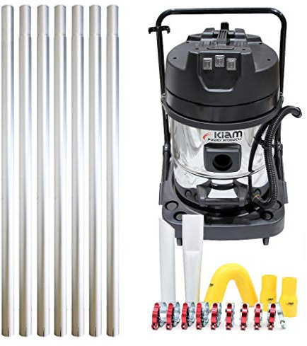 Equip2clean KV60-3 Industrial Vacuum Cleaner with 28ft Aluminium Gutter Pole Kit | 3600W Triple Motor | Side Entry Inlet | For Wet & Dry Gutter Cleaning | Professional Corded Vacuum Cleaner