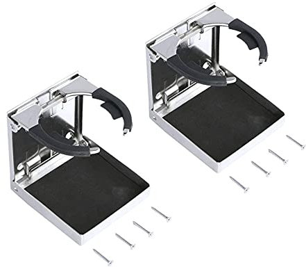 KAOLALI 2 Stück Universal Verstellbarer Getränkehalter aus Edelstahl Faltbarer Auto Becherhalter für Auto Boot LKW Boot Caravan Van