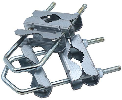 Collier de serrage double pour mât - 18-HQ - Support de tube ou de mât jusqu'à 58 mm - En acier galvanisé - Pour parabole satellite - DVB-T2 - Antenne radio LTE - Parasol - Station météo