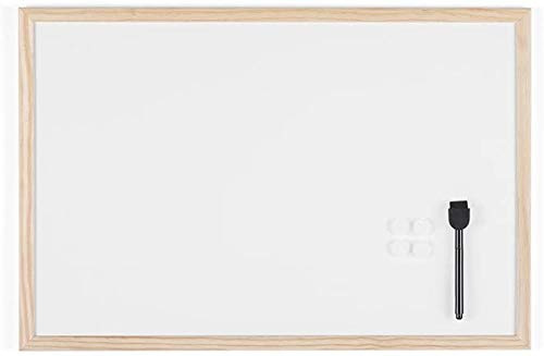 KAV Magnetic Whiteboard - to-Do List whiteboard with Wooden Frame - Dry Wipe Board for Office, Restaurant, School and Home - Wall Mount Notice Board with Markers, Eraser, and Magnets (400x600 mm)