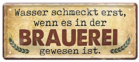 Blechschild Brauerei - Metallschild lustiger Spruch - Geschenk Männer - Geschenkset Idee - Retro Deko Küche Bar Stammtisch Biergarten Werkstatt Kneipe Pub Partyraum - Bier Blech Schild - 28x12cm