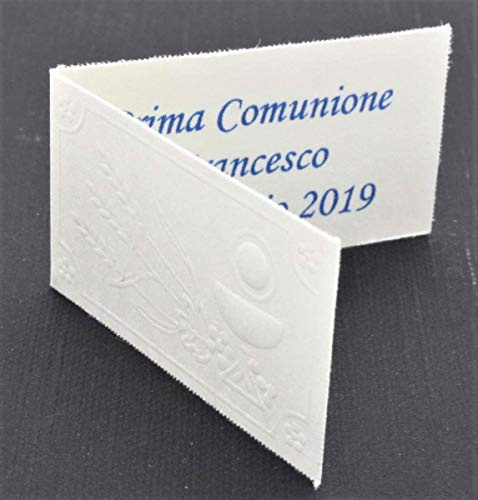 LE GEMME DI VENEZIA 100 tarjetas para bombonera de primera comunión con cáliz en relieve, impresión personalizada a colores de regalo (100 unidades)
