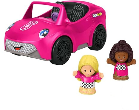 Fisher-Price Little People Barbie Cabrio Kleinkind-Spielzeug | Schiebeauto, 2 Figuren, Musik & Geräusche, Feinmotorik, Rollenspiel, Kinder ab 18 Monaten, HJN53
