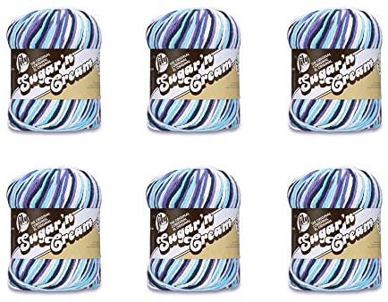 Lily Sugar'N Cream Super Size Moondance Yarn - 6 Pack of 85g/3oz - Cotton - 4 Medium (Worsted) - 150 Yards - Knitting/Crochet