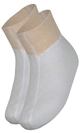 wobera Angora Doppelwandige Fußwärmer mit 70% Angora für Damen und Herren (Größe: 2 (38-42), Farbe: naturweiß mit beigem Bündchen)