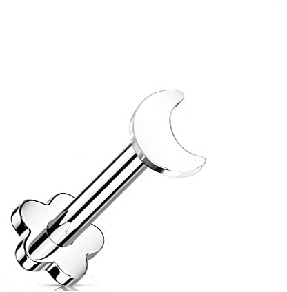Paula & Fritz® Push-In Labret Piercing Mond Titan-IUM Grade 23 Kugel Piercing Set Mehrfarbig 1,2-mm Stab-Dicke Blüten-Sockel Madonna Medusa Monroe