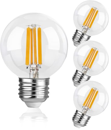 FLSNT Dimmbar E27 LED Warmweiß, G60 LED Filament Edison Glühbirne Vintage, 7W(Ersetzt 60W), 806LM Hohe Helligkeit, 2700K Warmweiß, Klar Glas, 4 Stück