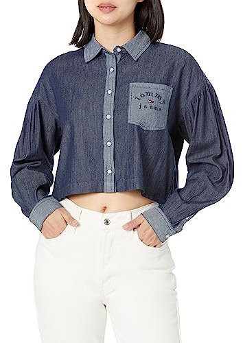 Tommy Hilfiger Chambray corto da donna a maniche lunghe con bottoni, Benson scuro, XL
