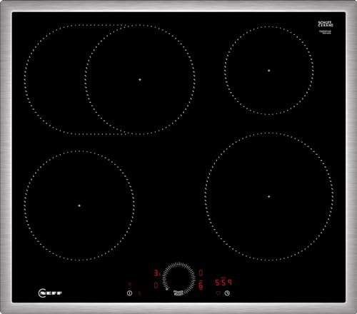 NEFF T56SHF1L0 N70 Plaque de cuisson vitrocéramique autonome 60 cm de large, Twist Touch, Home Connect, Smart Hood Automatic, niveau de puissance, horizontale, noire