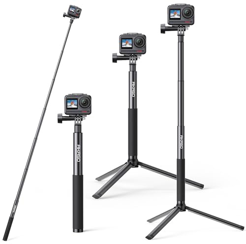 AKASO Selfie-Stick, ausziehbar bis zu 120 cm, Stativ 19 cm, kompatibel mit Sportkamera AKASO EK7000/Brave 4/Brave 7 Le/Brave 7/V50X/V50 Elite/DJI Osmo Action-Kamera