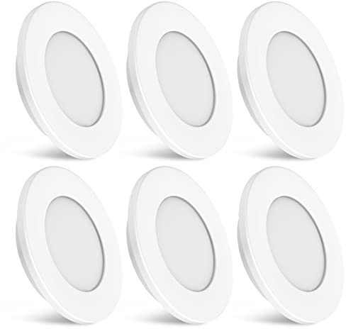Dream lighting LED Spots 12v Dimmbar Flach Wohnmobil Wohnwagen Einbauspot Weiß Gehäuse LED Lampen Innen 2W IP44 6000K Kaltweiß 6er Set