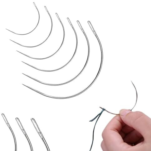 Gebogene Nadeln,Sattlernadel Gebogene Nähnadel 6 Größe für Perücke Hellstellung, Leder Nähen, Stricken und Andere Handwerk