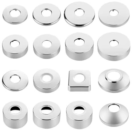 JRJUBB 2 Rubinetti Doccia con Rosetta Ø 25 mm (3/4), Copertura in Acciaio Inox, Filettata, per Tubi e Radiatori (Argento, 70 x 20)