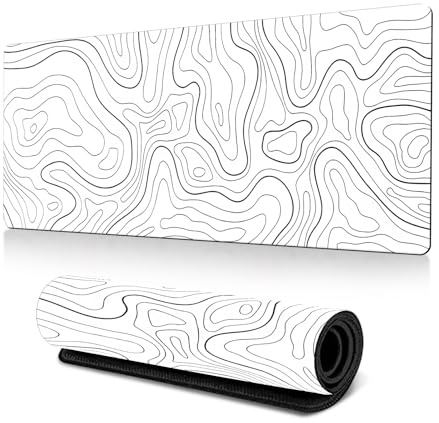 Uwiyo Gaming Mauspad, XL Mousepad 800 x 300 mm Gamer Mouse Pad mit vernähten Kanten Tischunterlage Large Size für PC, MacBook, Laptop - verbessert Präzision und Geschwindigkeit (Weiß)
