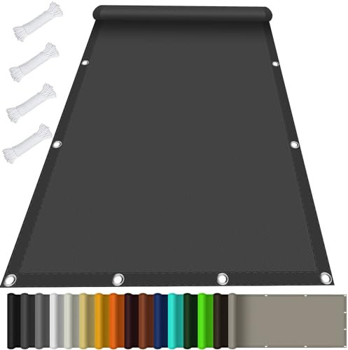 Sonnensegel Wasserdicht Sonnenschutz 1.6 x 3.2 m, Wasserdicht 98% UV Schutz Sonnensegel mit öSen Nach Maß inkl Befestigungsseile für Garten Terrasse, Dunkelgrau