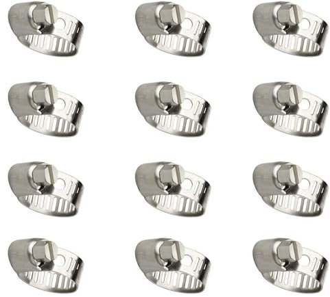 Collier de Serrage 10-16mm, 12 Pcs Inox 304 Réglable Métallique Avec Clips à Vis Pour Conduits de Carburant, Tuyaux d'Eau, Tubes à Gaz