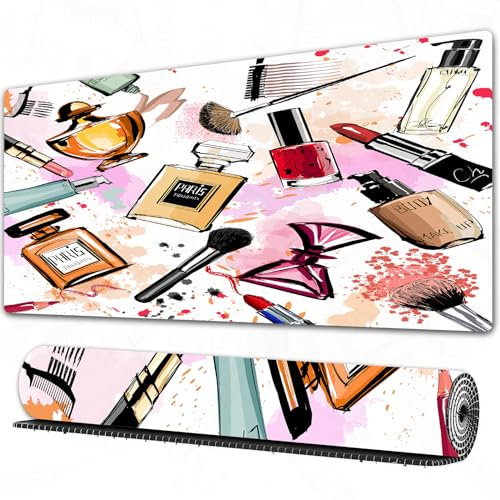 EOMKSE Mauspad Verlängertes großes Mauspad Schreibtischauflage,genähte Kanten Mauspad,Gummibasis,Mode, Kosmetik und Make-up, Parfüm, Lippenstift, Nagellack, Pinsel, modern,Gaming-Mauspad,40x90 cm