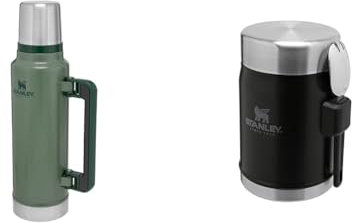 Stanley Classic Legendary Thermos Flask 1.4L - Keeps Hot or Cold for 40 Hours & Classic Legendary Food Jar 0.4L with Spork - Keeps Cold or Hot for 7 Hours - BPA-Free Stainl