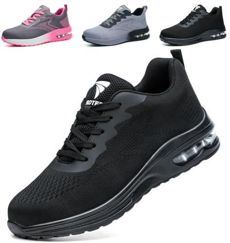 WUAYAMI Zapatos De Seguridad Hombre Mujer Zapatillas de Trabajo Ligeros Calzado de Seguridad con Puntera de Acero Calzado De Trabajo Comodo Transpirables