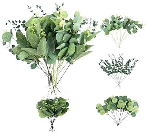 35 Ramas Eucalipto Artificiales, Eucalipto Preservado Falsas, Plantas Artificiales Decorativas Plástico, Ramas Secas Decorativas Realistas, para Bodas Hogar Oficina Arreglos Florales