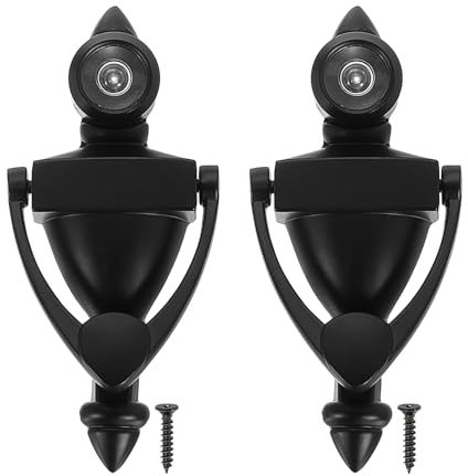 PATIKIL 9/16 Door Knocker with Viewer, 2 Pcs 180 Degree Door Viewer Die-Cast Construction with Peephole Fits 1-3/8inch to 2-3/8inch Door Peep Hole for Home Office Hotel, Black