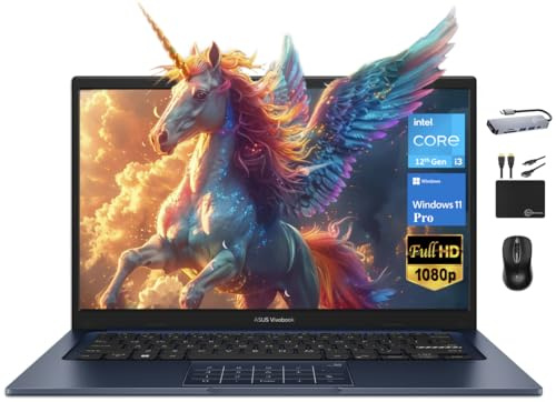 ASUS Vivobook 2024 Newest Business Laptop, 14 FHD Display, 6-Core Intel i3-1215U CPU (Beats i5-1135G7), 16GB RAM, 512GB SSD, UHD Graphics, WiFi 6E, Long Battery Life, Win 11 Pro +MarxsolAccessory
