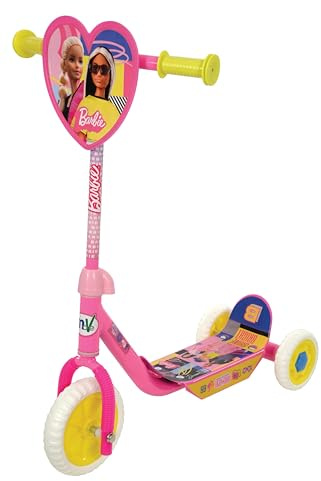 Barbie 3-Wheel Tri Scooter for Kids | Deluxe Edition Officially Licensed with Exciting Decals | Sturdy Steel Frame Puncture-Proof Tyres | Adjustable Handlebar Height | Age 3+ Years
