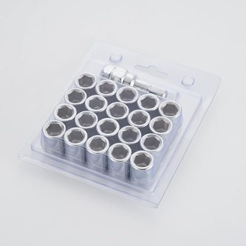 REHOSE 3cm Radmuttern M12x1.25,M12x1.5 Radmutter mit einem Schlüssel 20+1 Packung Radmuttern for Buick for Hyundai for Toyota for Ford Höhe(Sliver 3cm,M12x1.25)