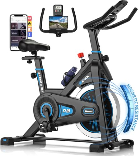 Heimtrainer Fahrrad, DMASUN Hometrainer Fahrrad mit Magnetischem Widerstand, Leise & Stabil, Ergometer mit App Kompatibel & LCD-Monitor, Verbessertes Indoor Fitnessbike für zuhause, 180Kg Belastbar