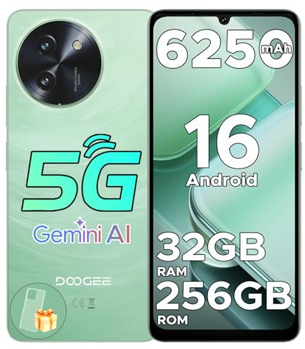 DOOGEE Note 59 Pro 5G Telefono Movil Libre Android 16, 32GB +256GB(2TB) Octa Core, Smartphone 6,75 HD+ 120Hz, 6250mAh Telefono Movil,16MP+8MP/8.6mm/Dual SIM/GPS/Widevine L1/NFC/OTG/Huella Móvils 2025