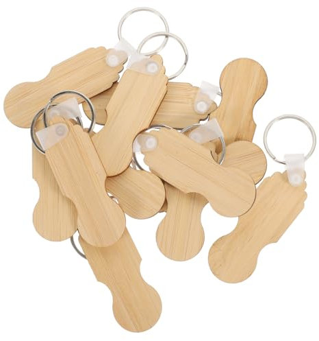 DIYEAH 12pcs Bamboo Car Coins Shopping Trolley Token Keychain Key Chain Rings for Supermarket Trolley Unlock Release