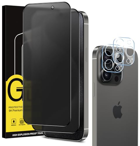 Coiwxmoi Privacy Pellicola Opaca per iPhone 15 Pro Max con Protezione Fotocamera [2+2 Pezzi], Opaco Vetro Temperato Anti-Spy Durezza 9H HD Anti-riflesso Anti-impronta Anti-Spia Vetrino Film Protettiva