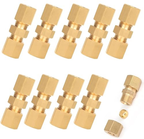GIONAR 10PCS Connecteur de Ligne de Frein, 3/16 Raccords de Tuyau de Frein, Kit Reparation Frein, Matériau en Laiton,Connecteur Raccords Autobloquant pour Tuyau Frein de 4,75mm