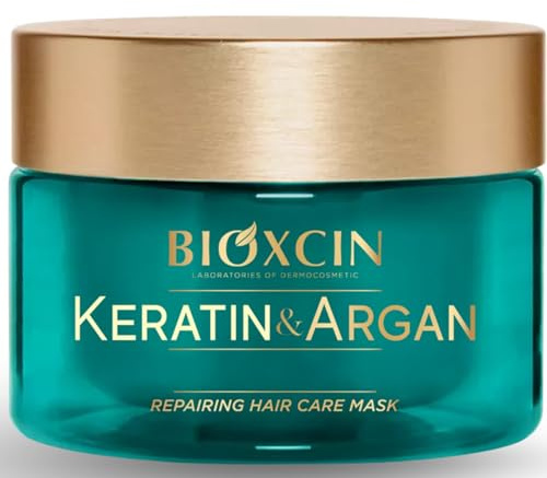 Bioxcin keratin & argan hårmask 225 ml – intensivreparation för skadat & sprucket hår – glans, smidighet och anti-håravfall – Med BioComplex B11