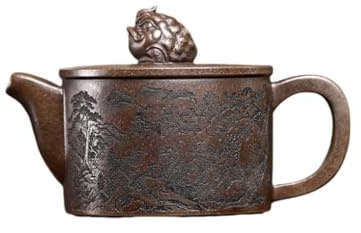 Tetera Tetera De Arcilla Morada Tallada A Mano En Bronce Original Vintage For Ceremonia Del Té Kung Fu Tetera para Infusor