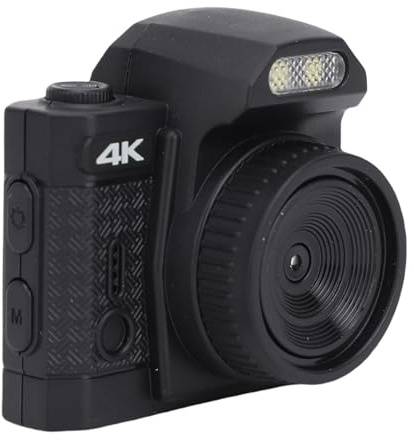 Tosuny Fotocamera Digitale Portachiavi, Mini Videocamera retrò 4K da 64 MP con 19 Effetti Filtro, Grandangolo 78°, Luce di Riempimento a LED, per Lezioni di Registrazione in Viaggio (BLACK)